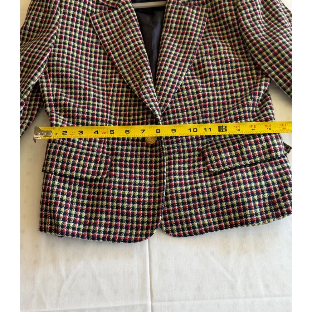 EVAN‎ PICONE Women's Plaid Blazer Gold Button Lined Jacket Size 4